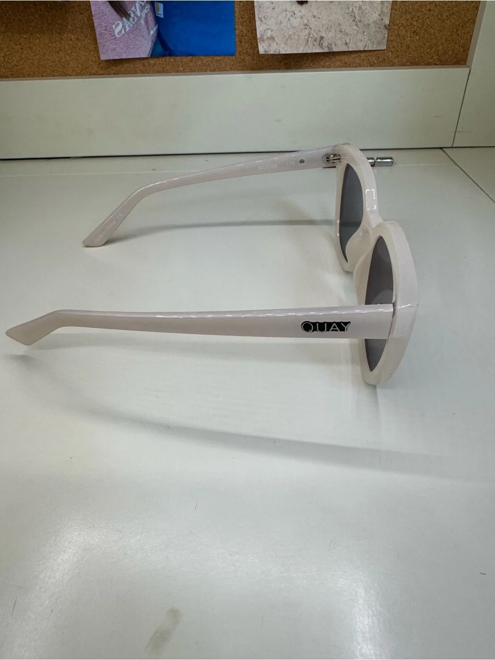 Quay Australia Cream Frame Sunglasses with Rose Lenses
